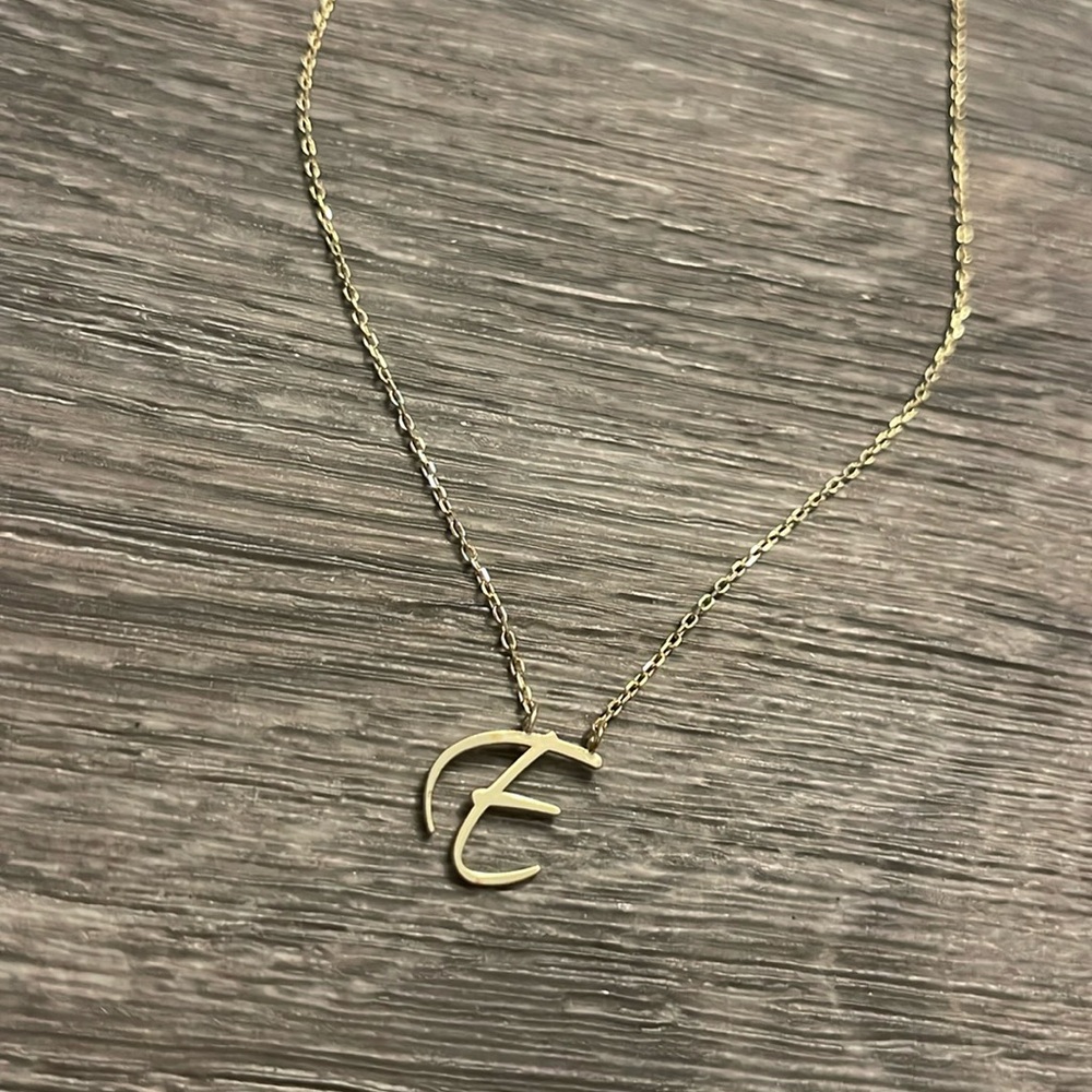 Gold Plated E Necklace